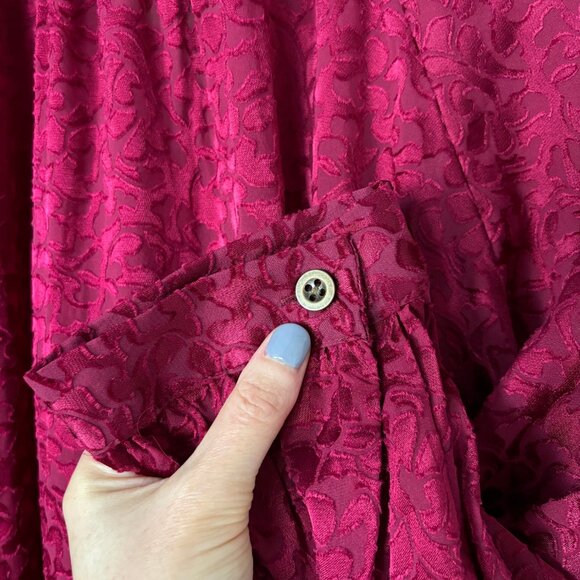 Anthropologie Burgundy Button Down Blouse Womens Size XS Sheer Boho Holiday - Picture 12 of 15